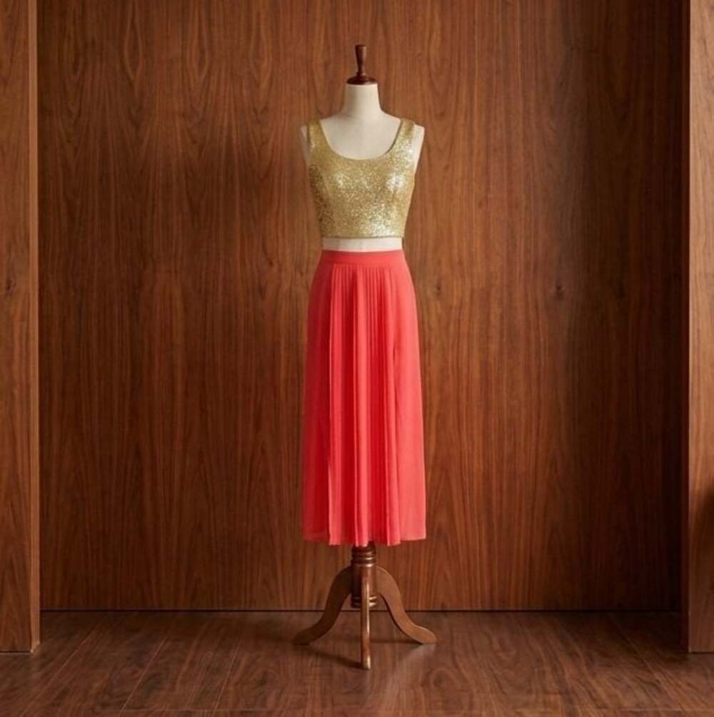 Love 21 Salmon Pleated Maxi Skirt Size M